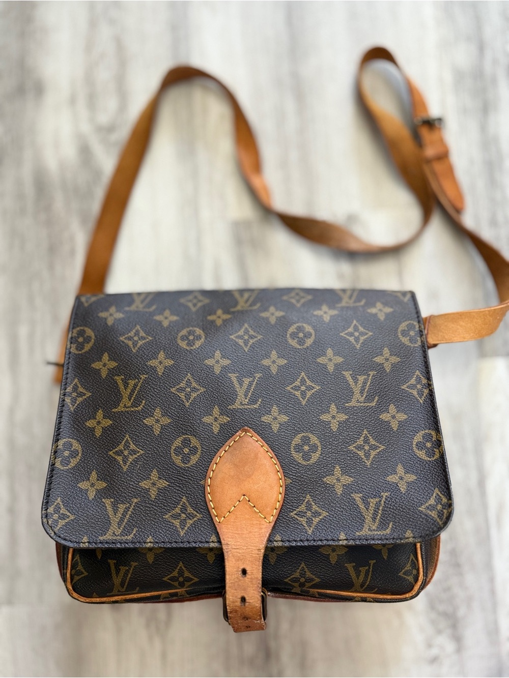 Vintage Louis Vuitton Cartouchiere GM Monogram Crossbody Bag w/ COA